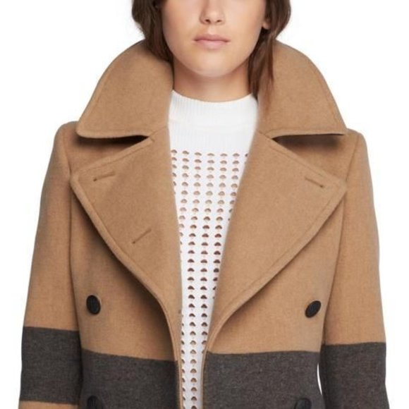 Rag & Bone New York Skye Stripe Camel Peacoat Jacket ( 00 / XS ) - Picture 2 of 12